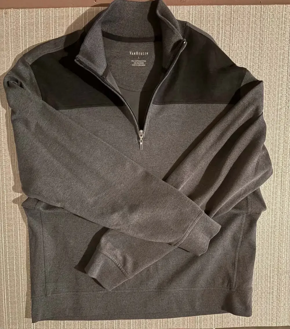 Van Heusen Men's Colorblock Quarter-Zip Pullover Sweatshirt